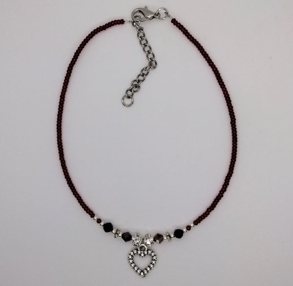 Seed Bead Anklet Red