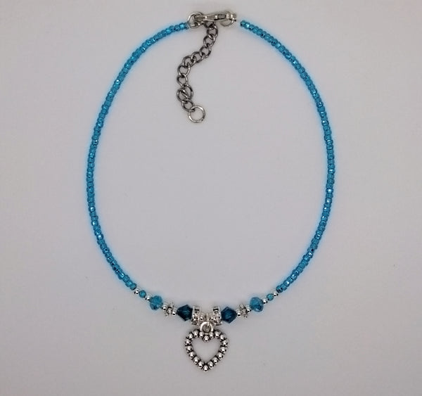 Seed Bead Anklet Blue