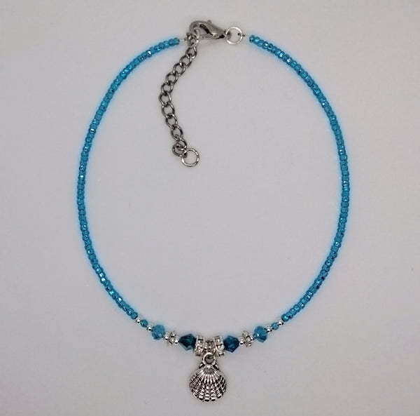 Seed Bead Anklet Blue